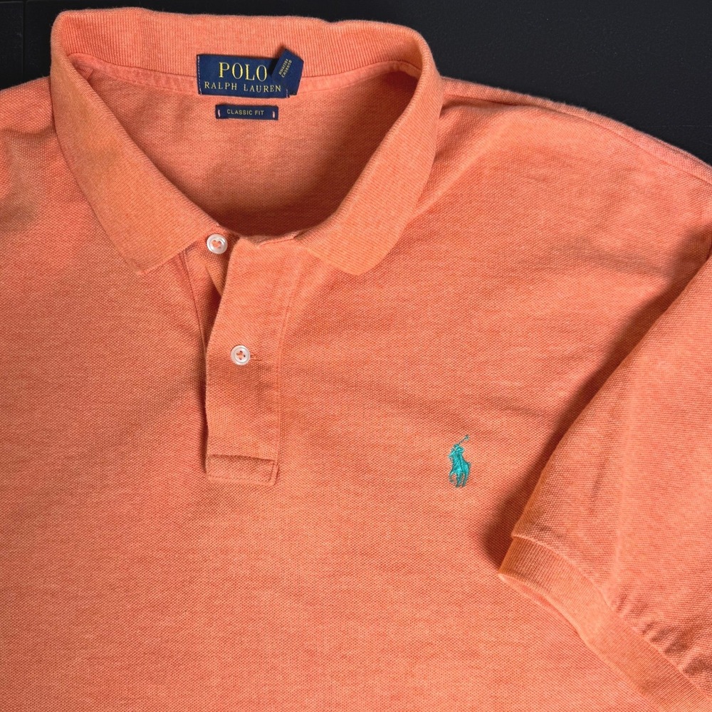 Polo Ralph Lauren Mens XXL Classic Fit Orange Short Sleeve Cotton Polo Shirt